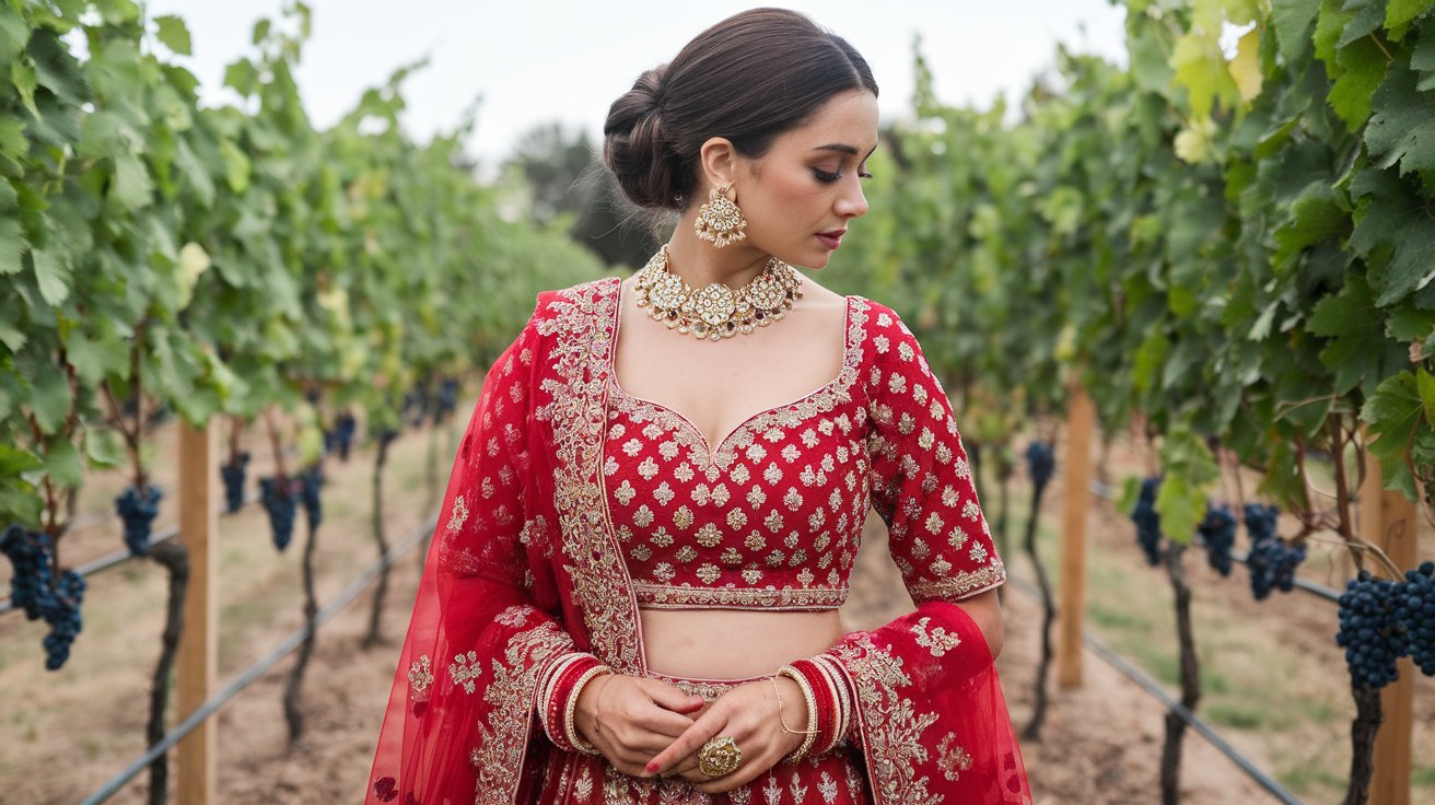 How to Style a Bridal Lehenga for a Vineyard Wedding