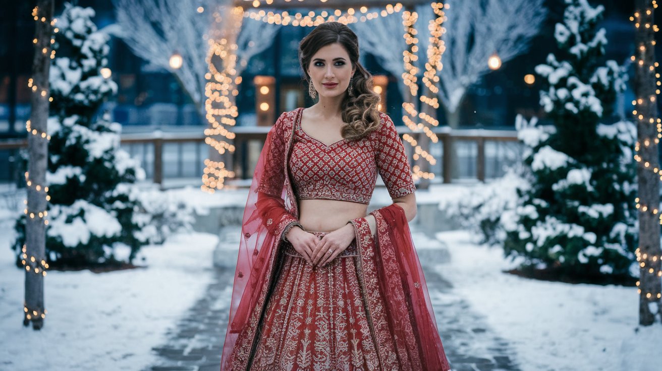 How to Style a Bridal Lehenga for a Winter Wonderland Wedding