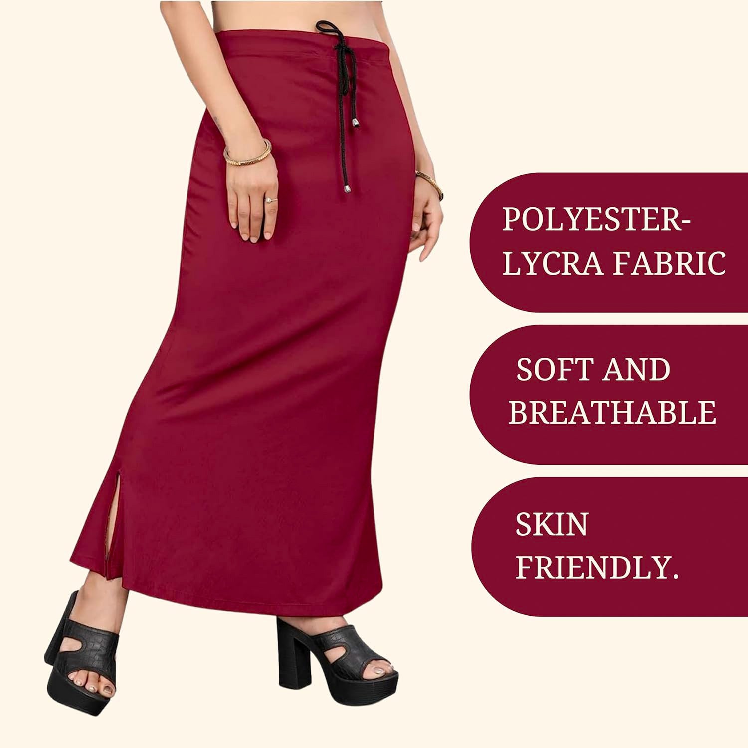 Lycra Saree Shapewear Petticoat for Women by Shreekama Cherry Clothing Accessories for Party Festival Wedding Occasion in Noida