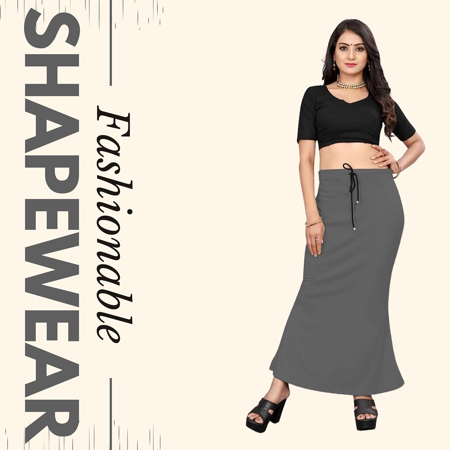 Lycra Saree Shapewear Petticoat for Women by Shreekama Dark Grey Clothing Accessories for Party Festival Wedding Occasion in Noida