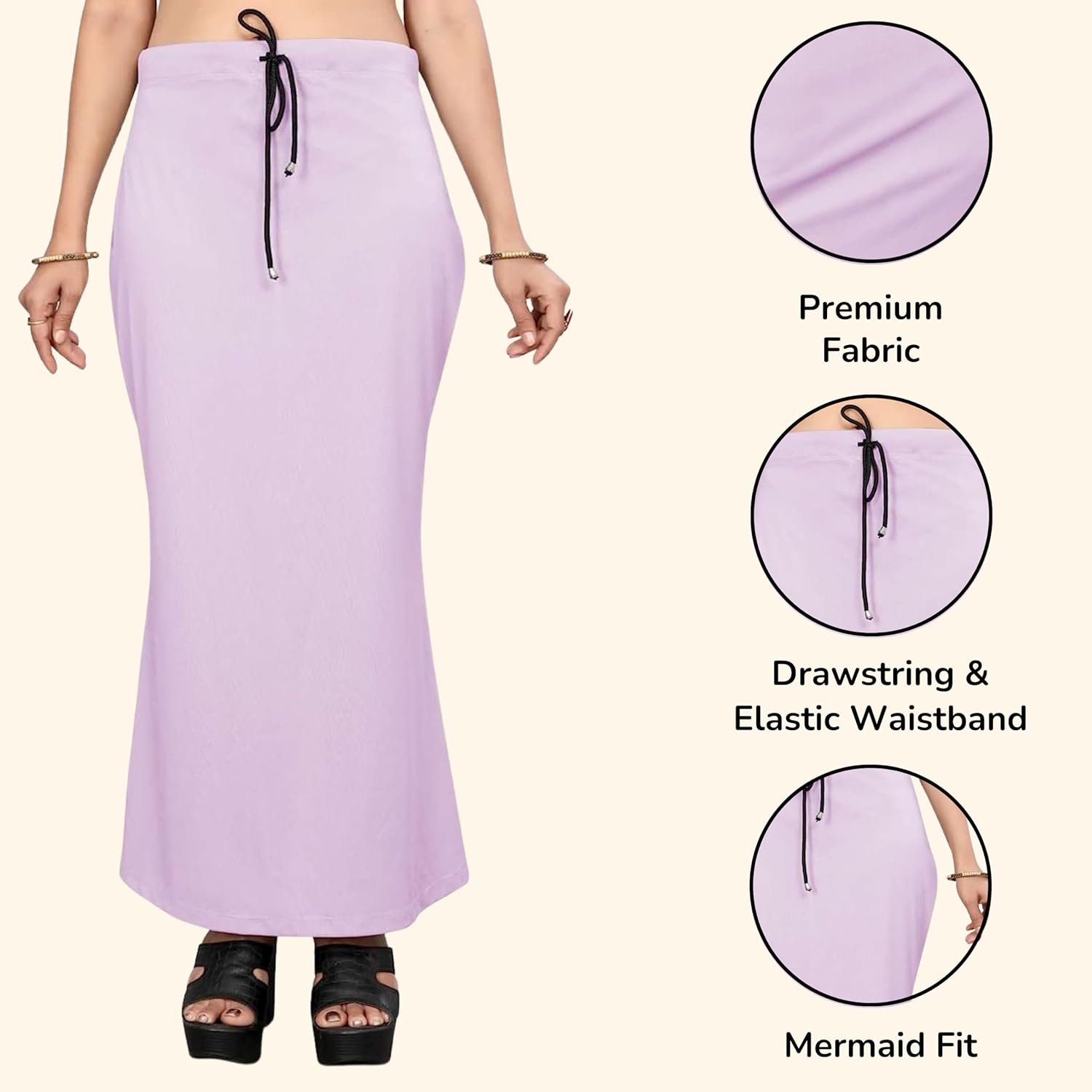 Lycra Saree Shapewear Petticoat for Women by Shreekama Lavender Clothing Accessories for Party Festival Wedding Occasion in Noida