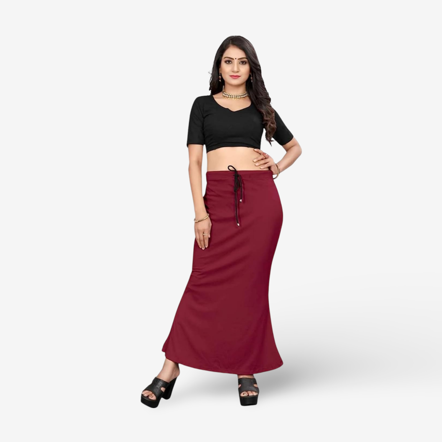 Lycra Saree Shapewear Petticoat for Women by Shreekama Maroon Clothing Accessories for Party Festival Wedding Occasion in Noida