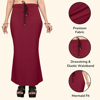 Lycra Saree Shapewear Petticoat for Women by Shreekama Maroon Clothing Accessories for Party Festival Wedding Occasion in Noida