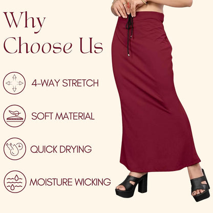 Lycra Saree Shapewear Petticoat for Women by Shreekama Maroon Clothing Accessories for Party Festival Wedding Occasion in Noida