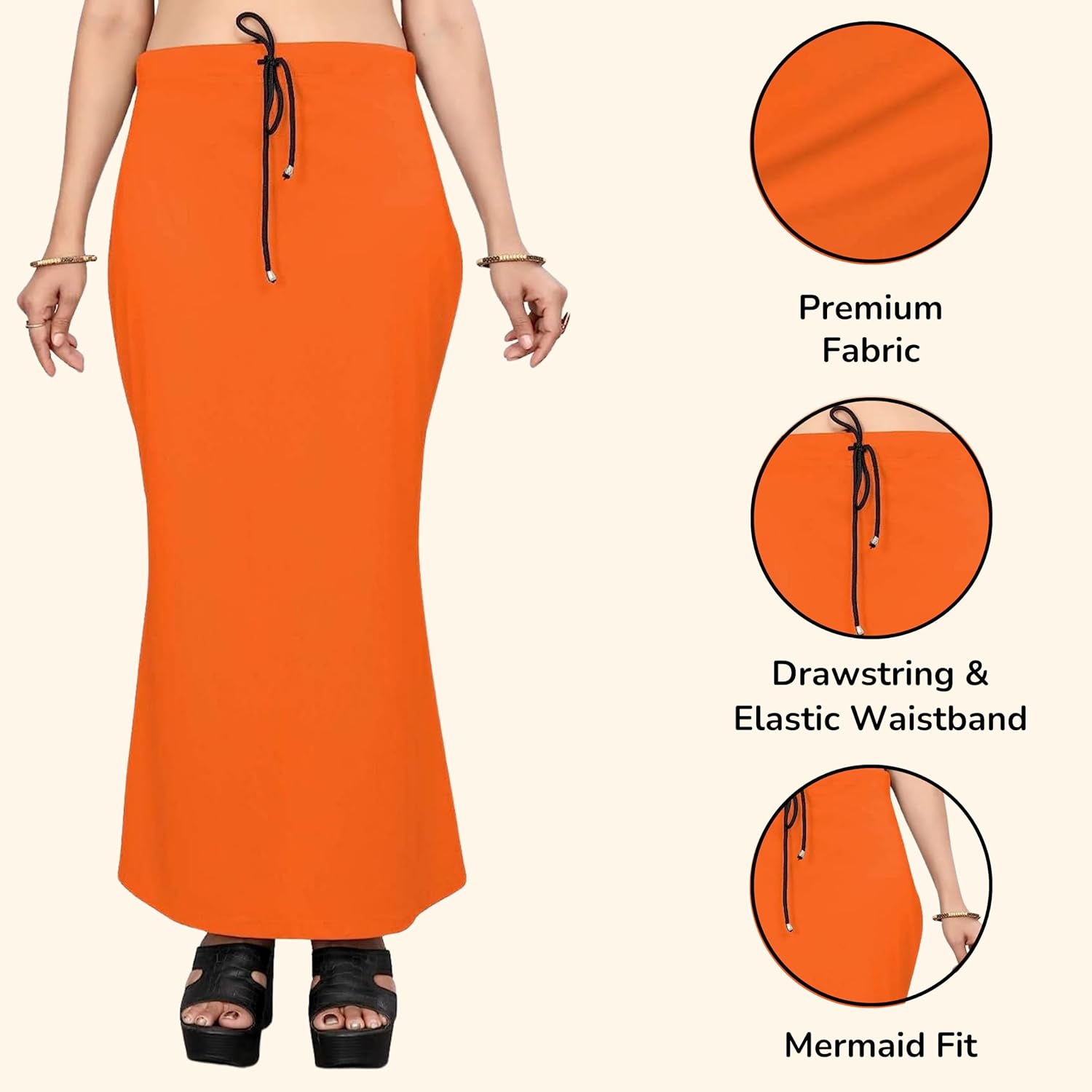 Lycra Saree Shapewear Petticoat for Women by Shreekama Orange Clothing Accessories for Party Festival Wedding Occasion in Noida