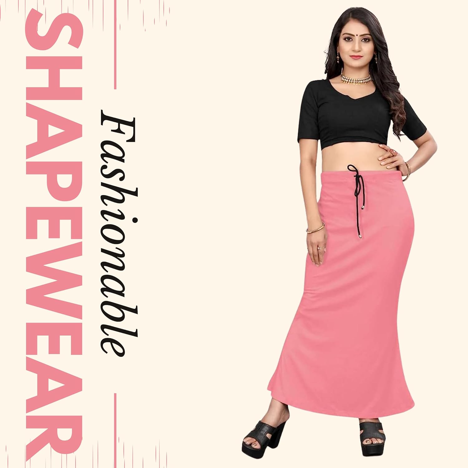 Lycra Saree Shapewear Petticoat for Women by Shreekama Peach Clothing Accessories for Party Festival Wedding Occasion in Noida