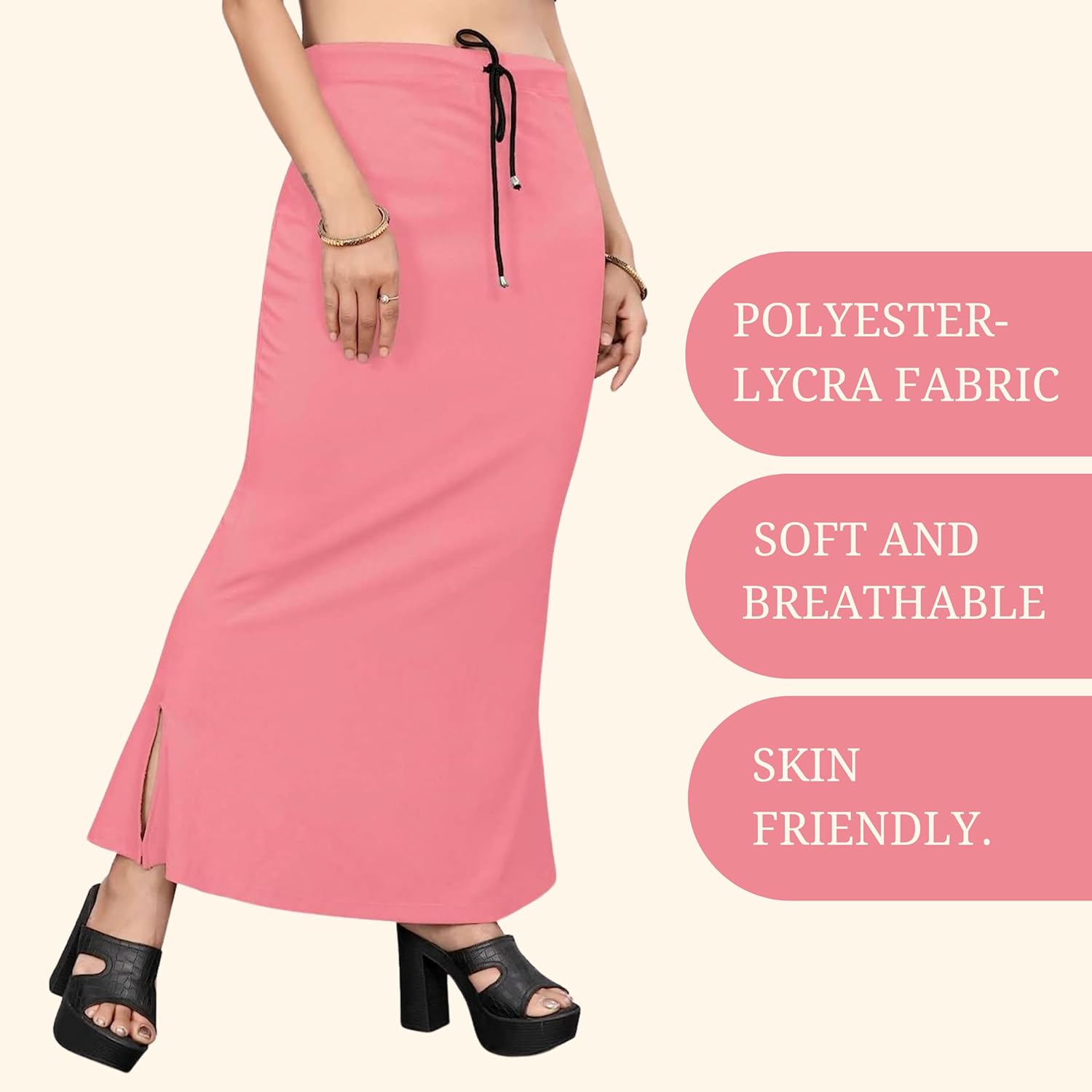 Lycra Saree Shapewear Petticoat for Women by Shreekama Peach Clothing Accessories for Party Festival Wedding Occasion in Noida