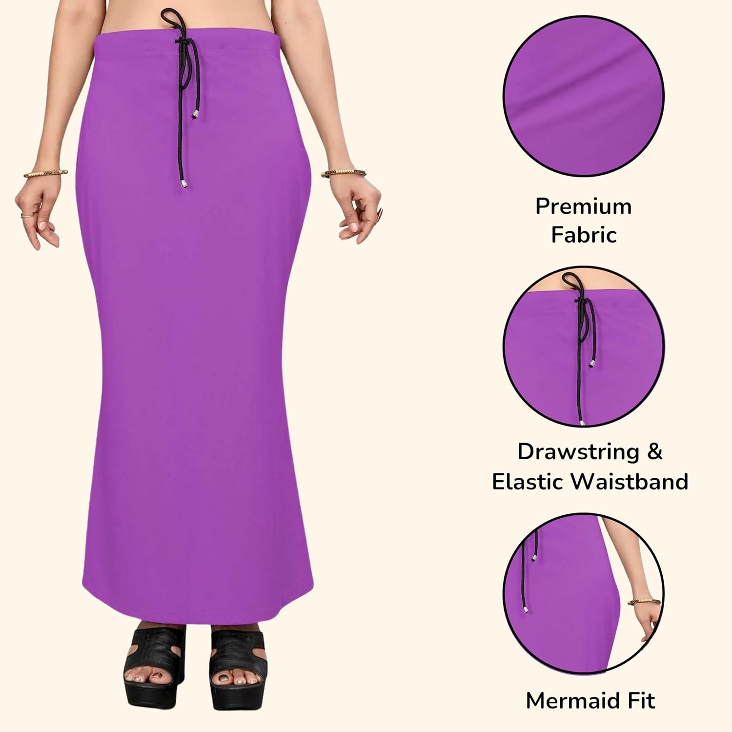 Lycra Saree Shapewear Petticoat for Women by Shreekama Purple Clothing Accessories for Party Festival Wedding Occasion in Noida