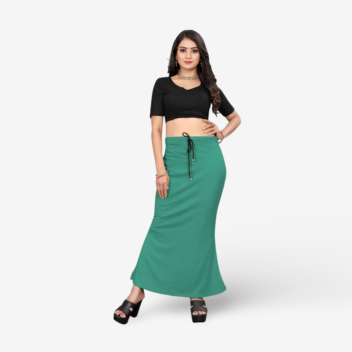 Lycra Saree Shapewear Petticoat for Women by Shreekama Rama Green Clothing Accessories for Party Festival Wedding Occasion in Noida