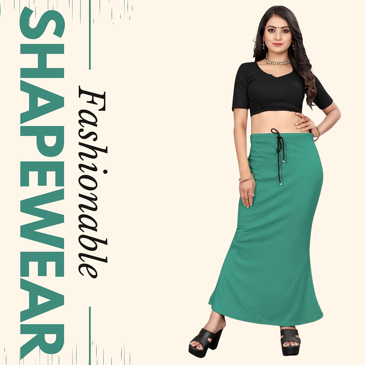 Lycra Saree Shapewear Petticoat for Women by Shreekama Rama Green Clothing Accessories for Party Festival Wedding Occasion in Noida