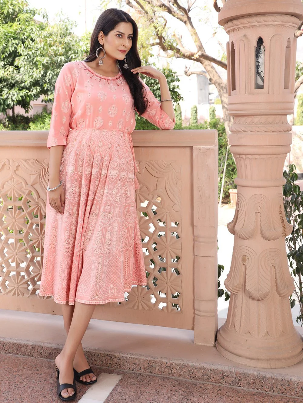 Artisanal Rayon Handwork Anarkali Kurti