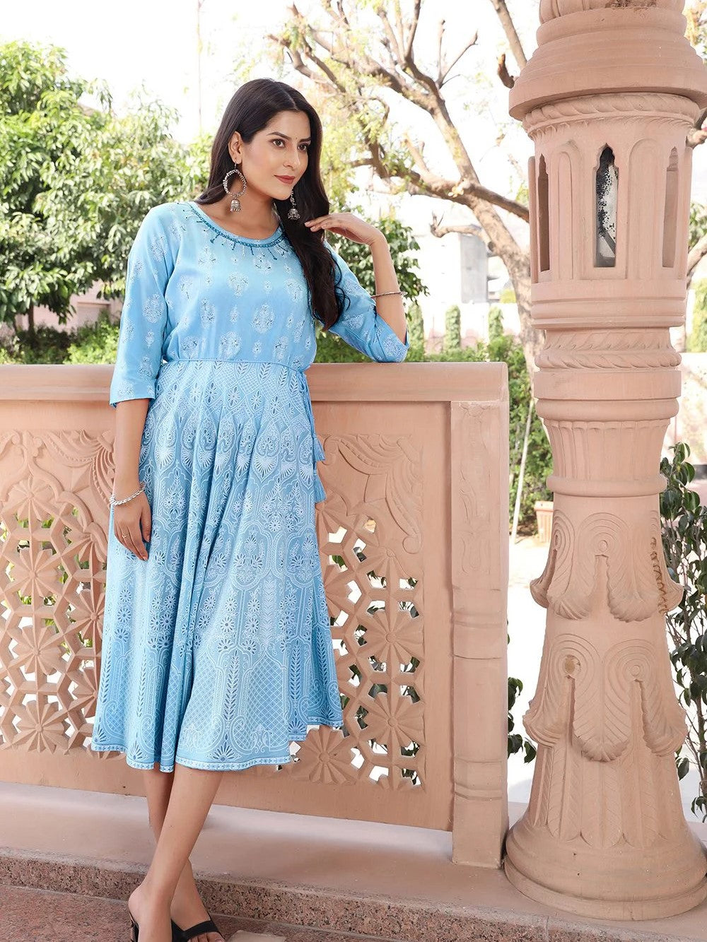 Artisanal Rayon Handwork Anarkali Kurti