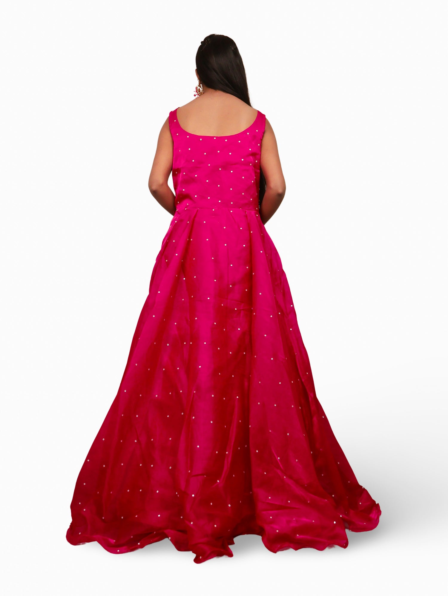 Gown with Sequin &amp; Cut Dana Work by Shreekama Magenta Designer Gowns for Party Festival Wedding Occasion in Noida