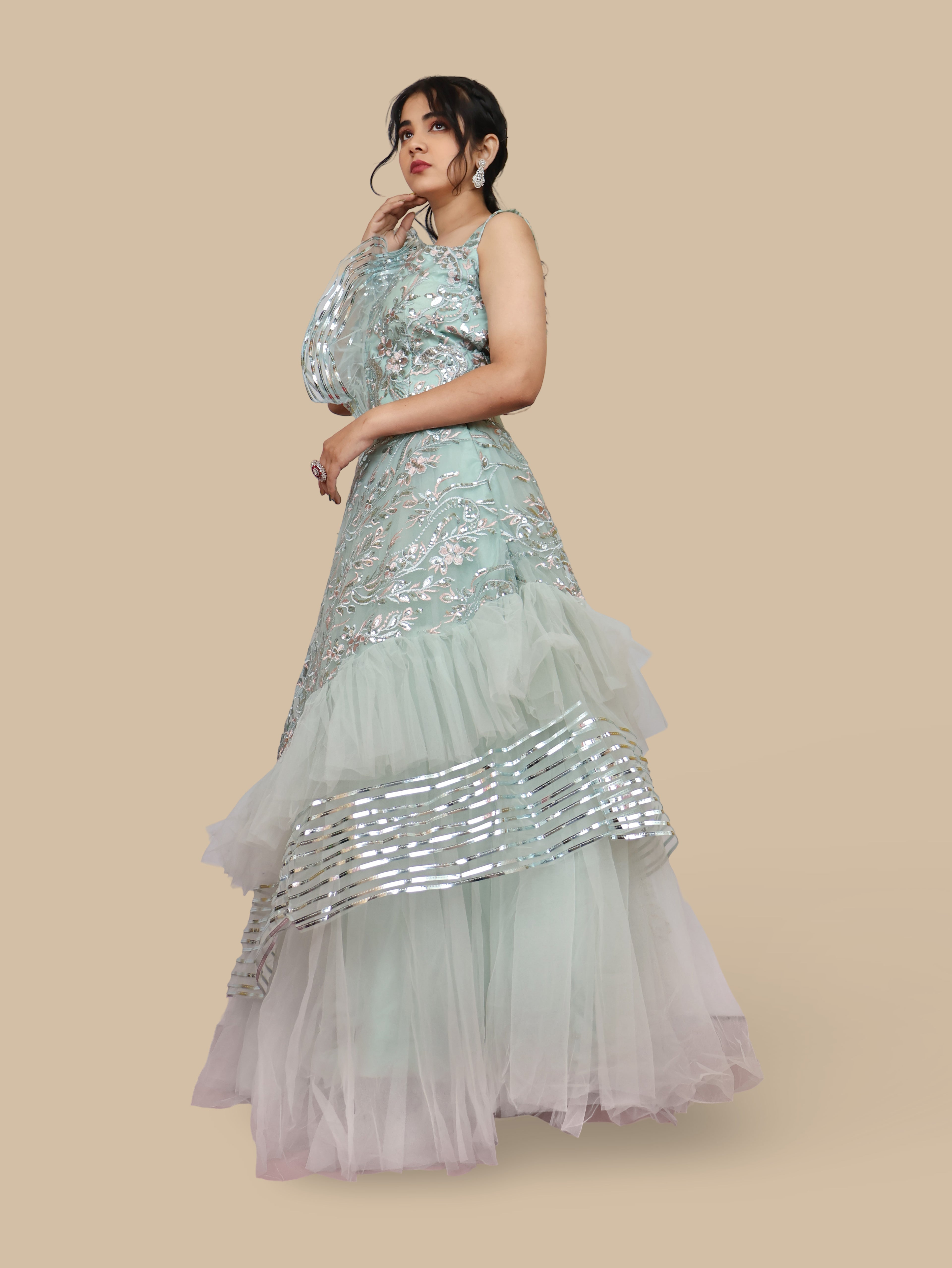 Lehenga Choli with Embroidery &amp; Sequin by Shreekama Pista Green Designer Lehenga for Party Festival Wedding Occasion in Noida