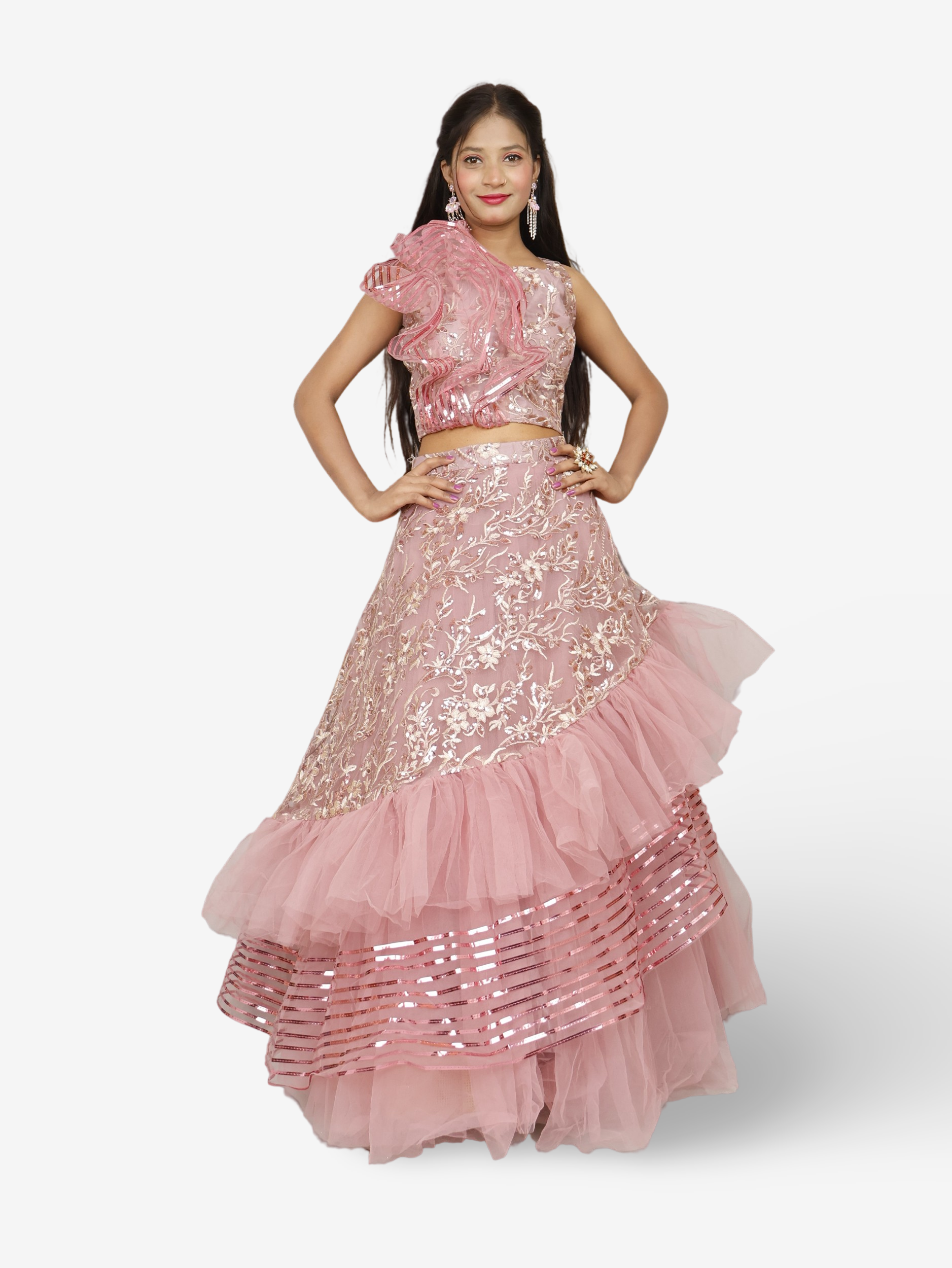 Lehenga Choli with Embroidery &amp; Sequin by Shreekama Onion Designer Lehenga for Party Festival Wedding Occasion in Noida