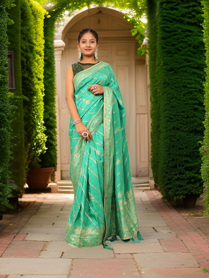 Designer Woven Banarsi Saree by Shreekama Sea Green Designer Sarees for Party Festival Wedding Occasion in Noida