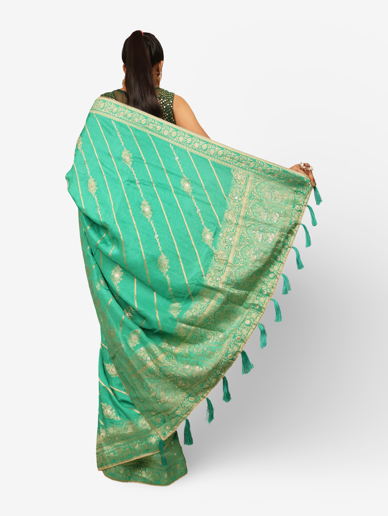 Designer Woven Banarsi Saree by Shreekama Sea Green Designer Sarees for Party Festival Wedding Occasion in Noida