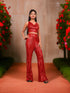 Sequins Spaghetti Neck Co-Ord Set by Shreekama Red Dress for Party Festival Wedding Occasion in Noida