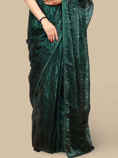 Designer Saree with Heavy Sequin &amp; Stone Work by Shreekama