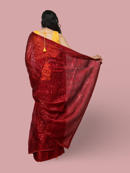 Designer Saree with Heavy Sequin &amp; Stone Work by Shreekama