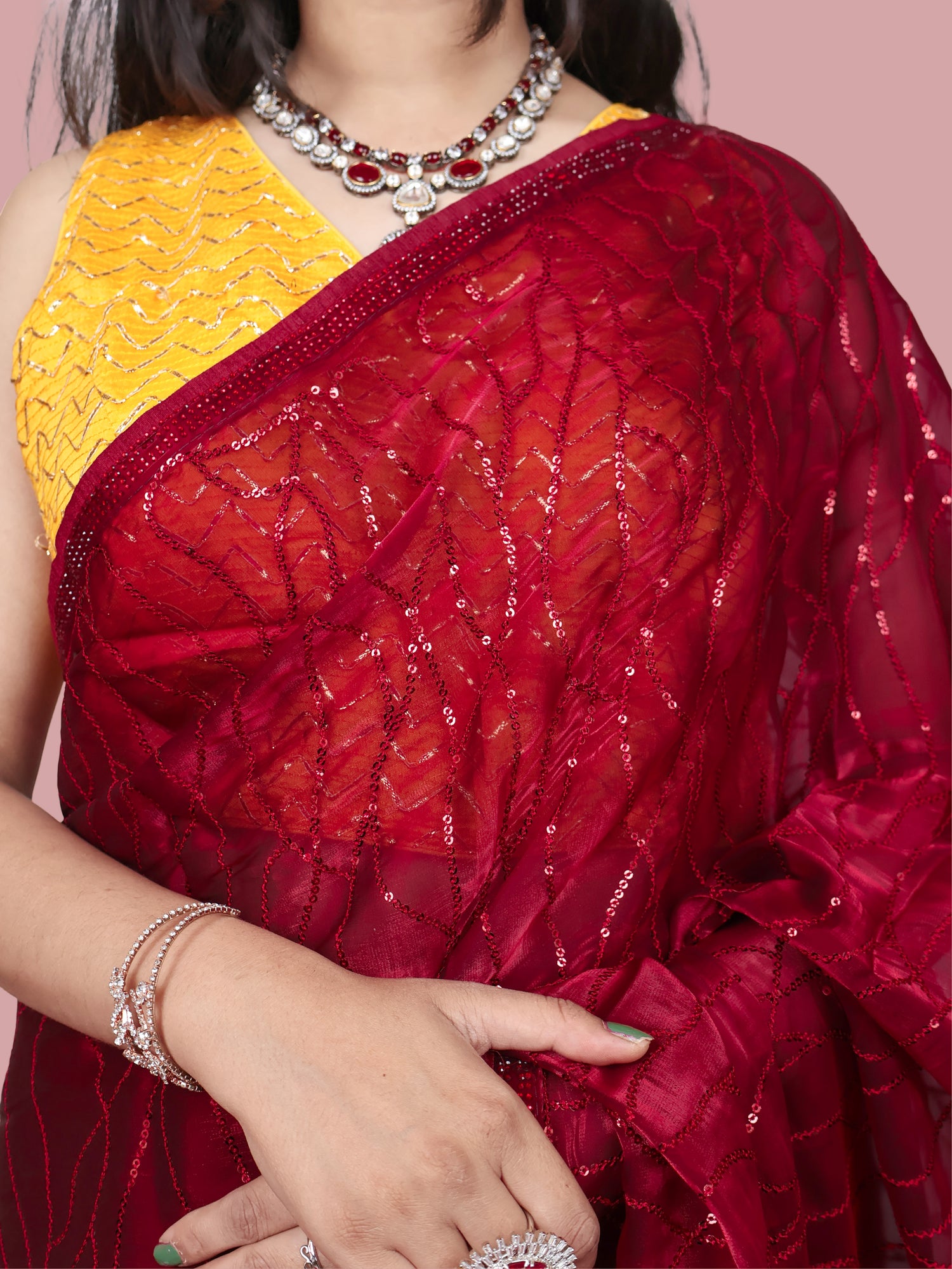 Designer Saree with Heavy Sequin &amp; Stone Work by Shreekama