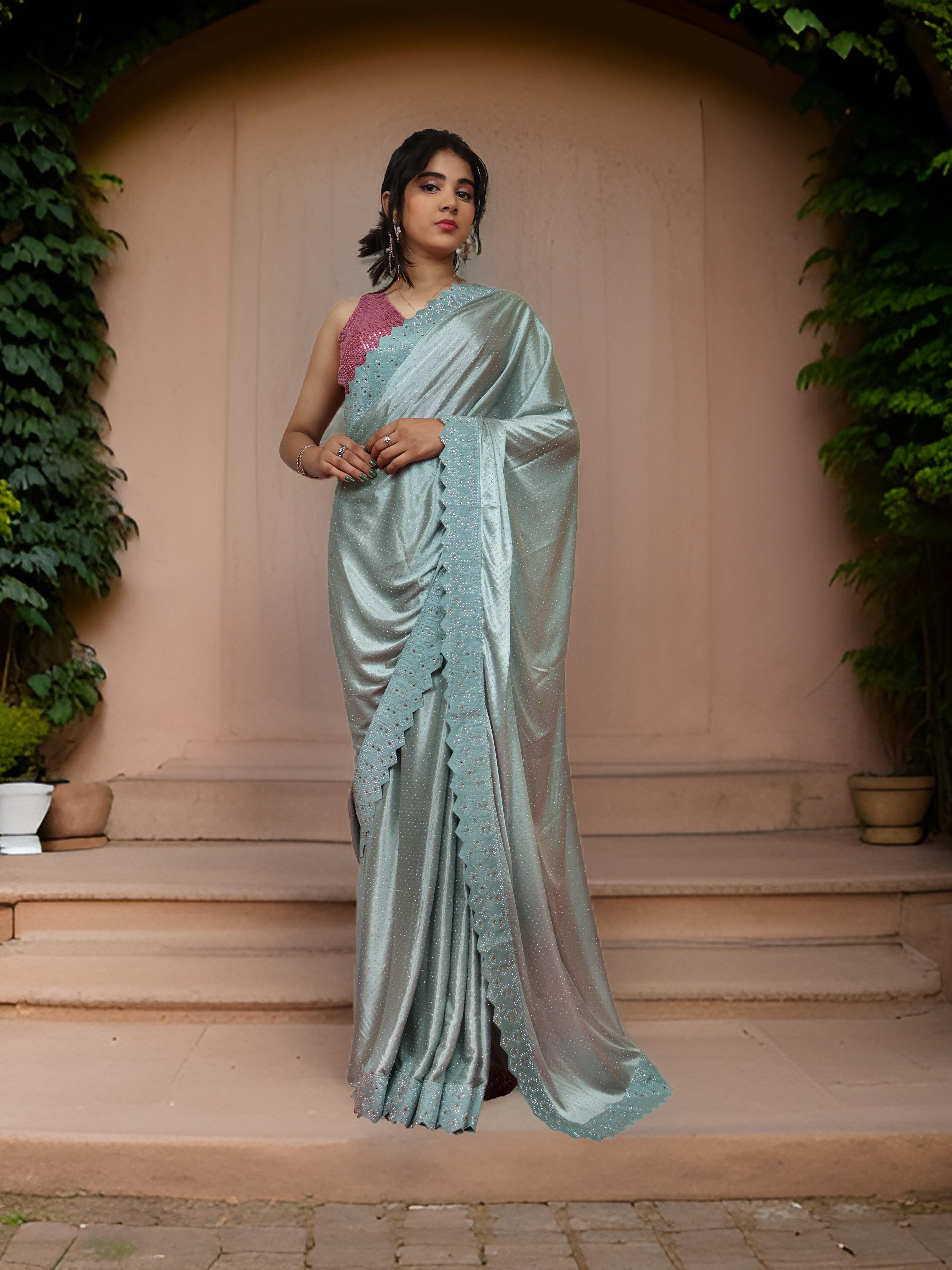 Designer Saree with Heavy Sequin &amp; Stone Work by Shreekama