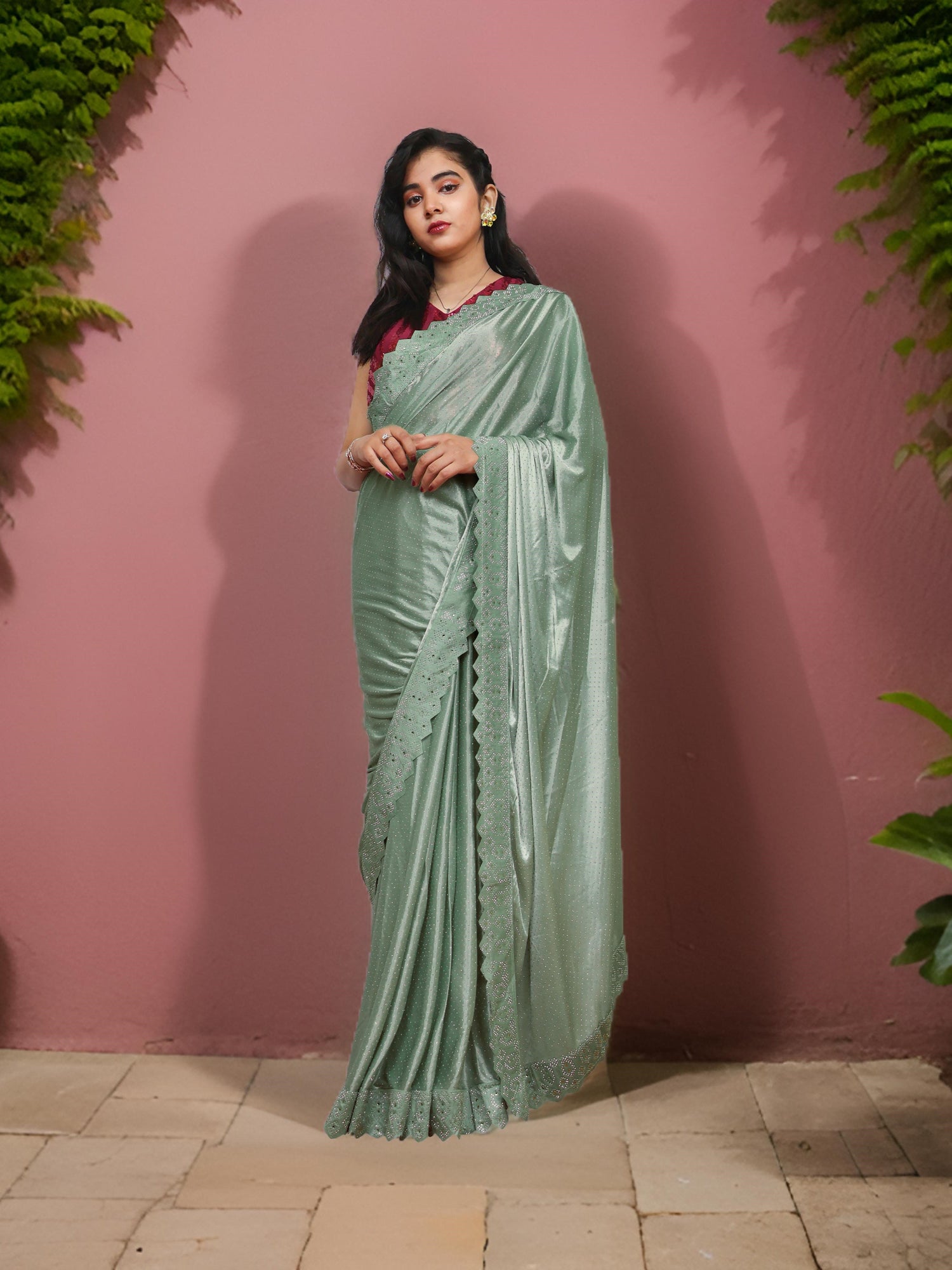 Designer Saree with Heavy Sequin &amp; Stone Work by Shreekama