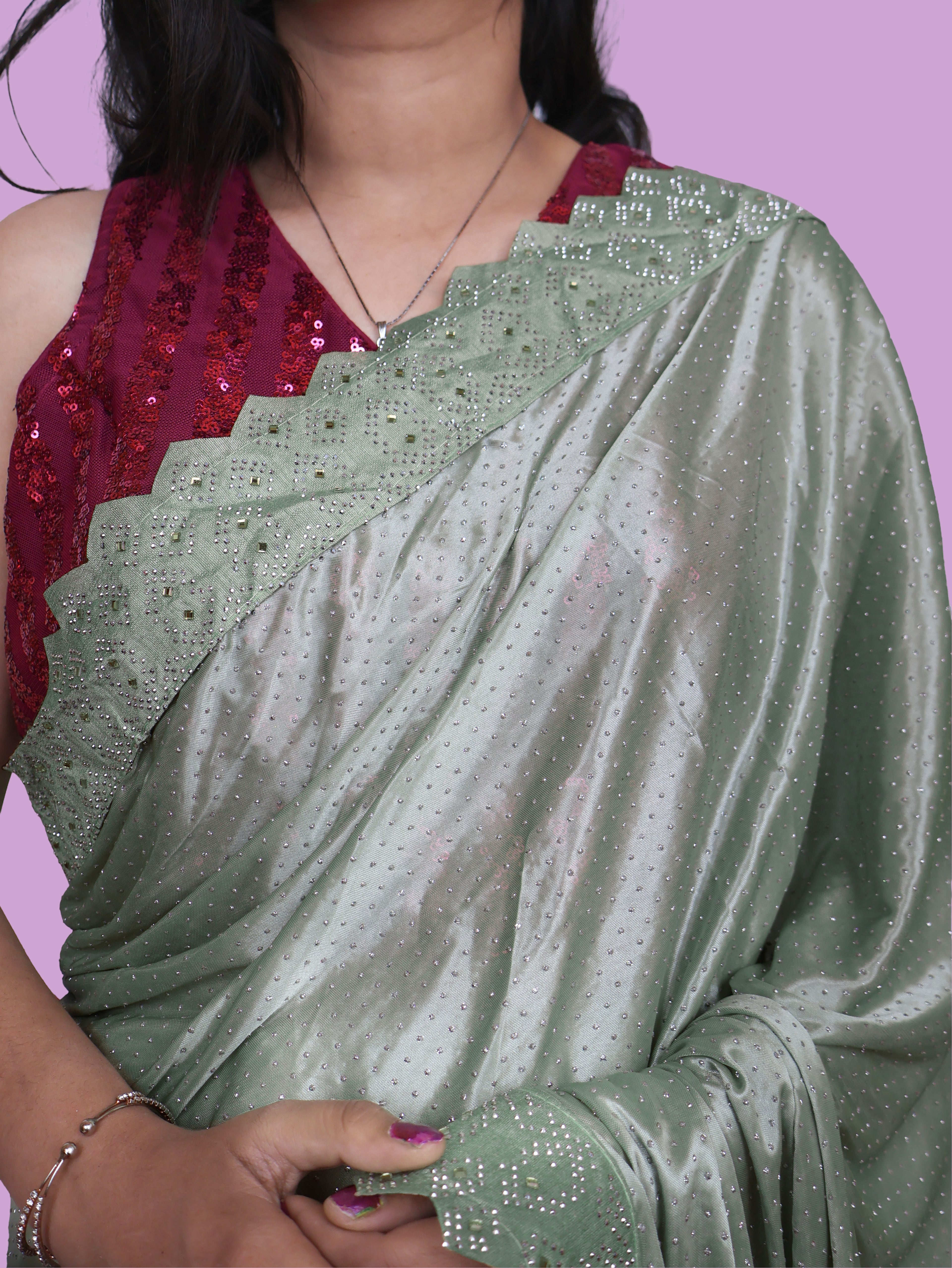 Designer Saree with Heavy Sequin &amp; Stone Work by Shreekama