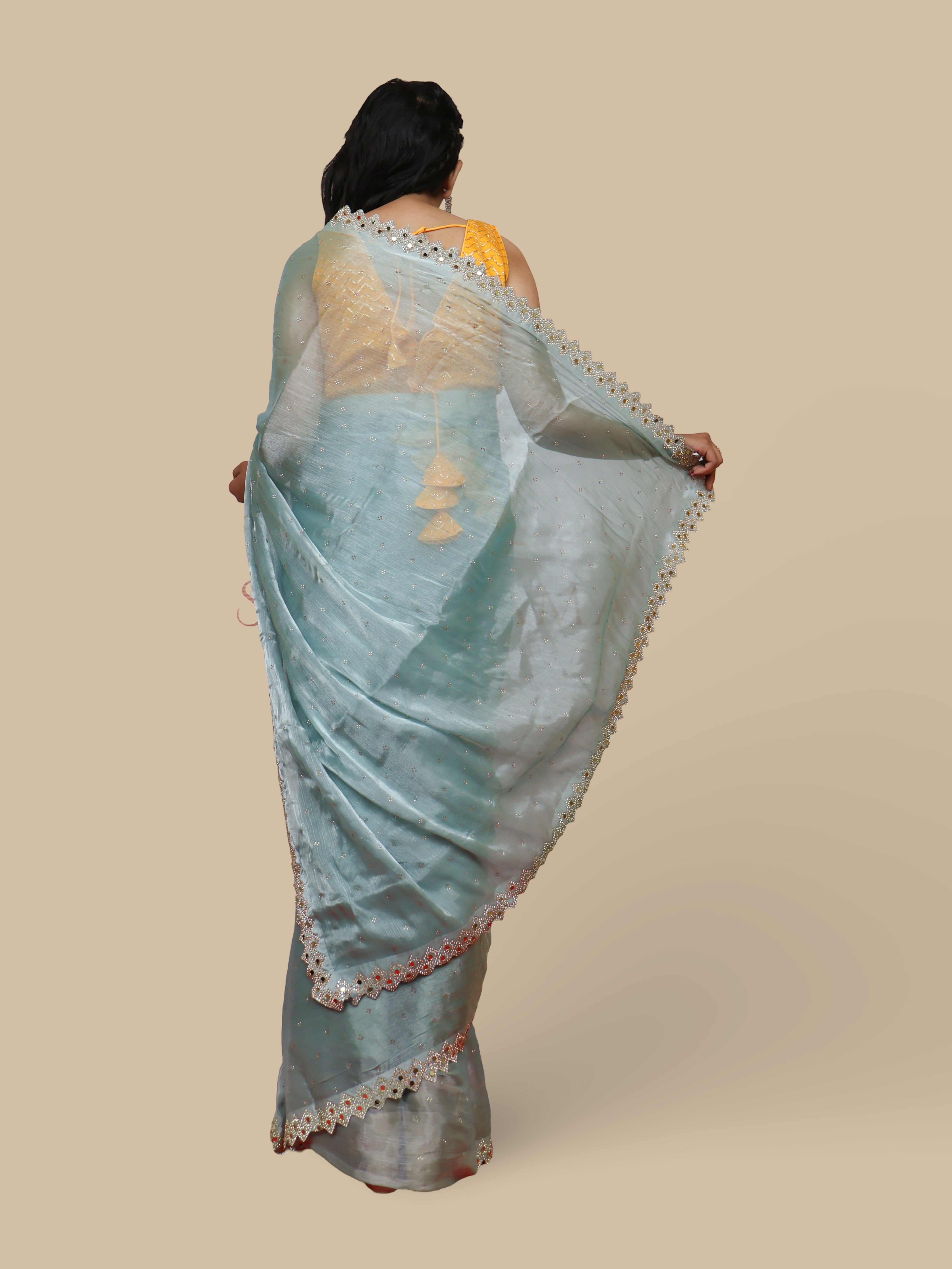 Designer Saree with Heavy Sequin &amp; Stone Work by Shreekama