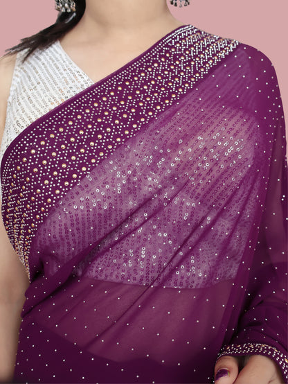 Designer Saree with Rhinestone Work by Shreekama