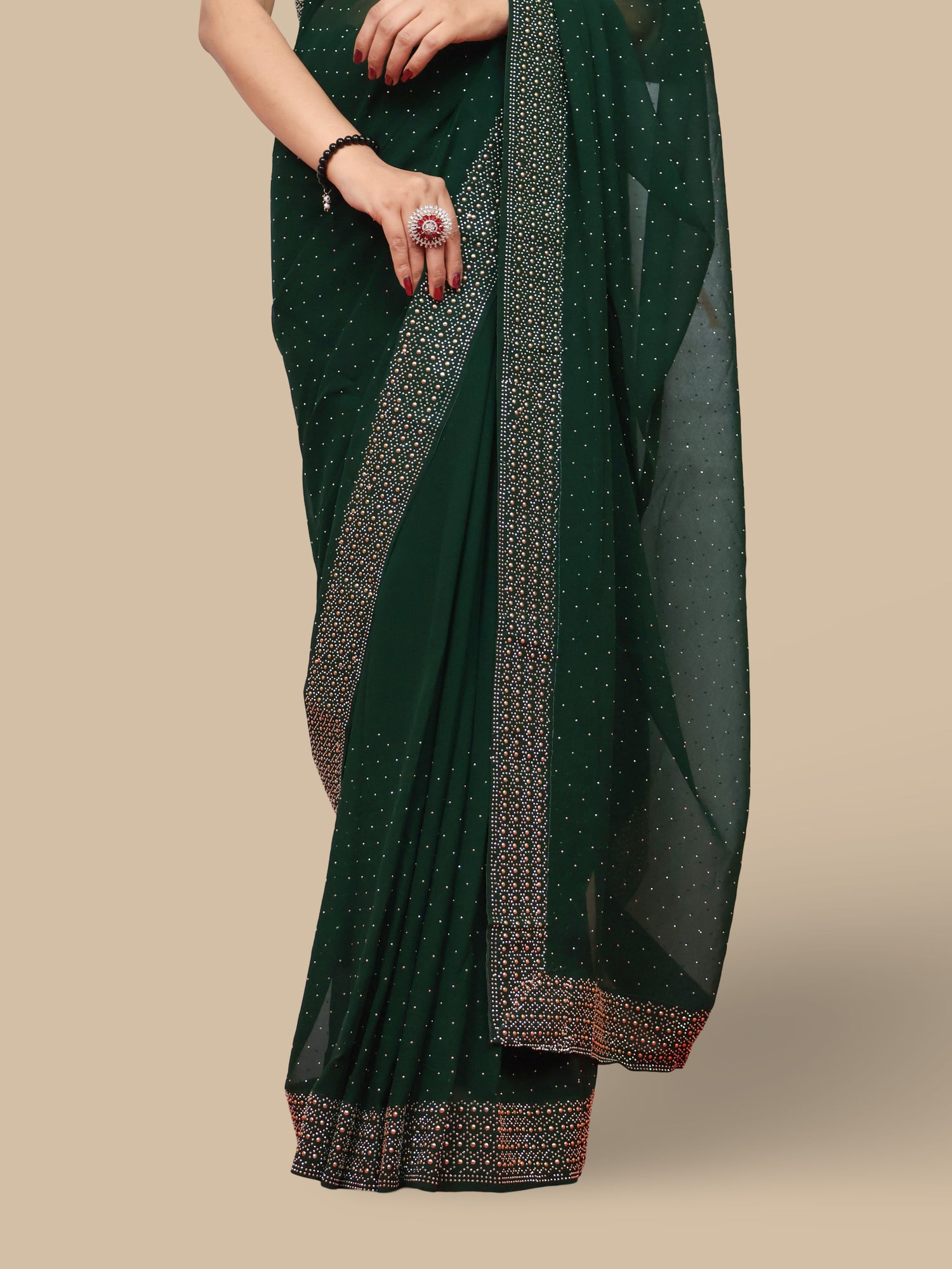 Designer Saree with Rhinestone Work by Shreekama