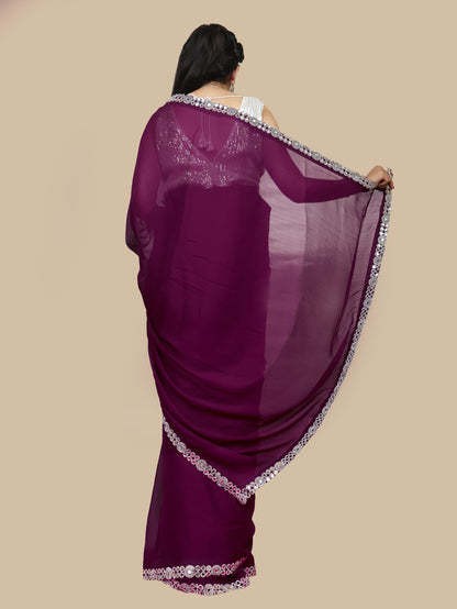 Designer Saree with American Diamond &amp; Mirror Work by Shreekama