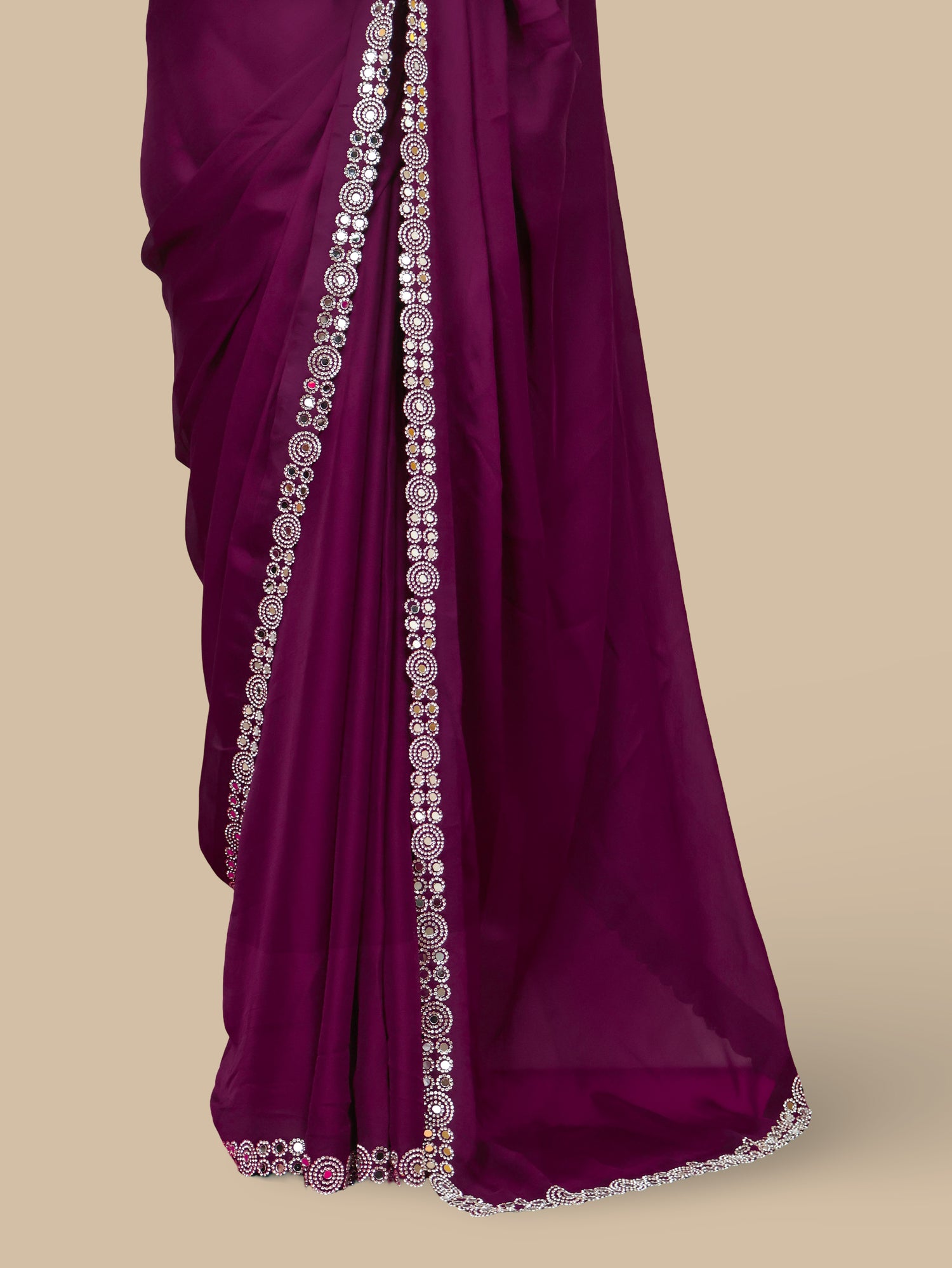 Designer Saree with American Diamond &amp; Mirror Work by Shreekama