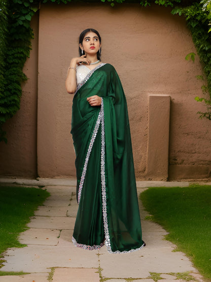 Designer Saree with American Diamond &amp; Mirror Work by Shreekama