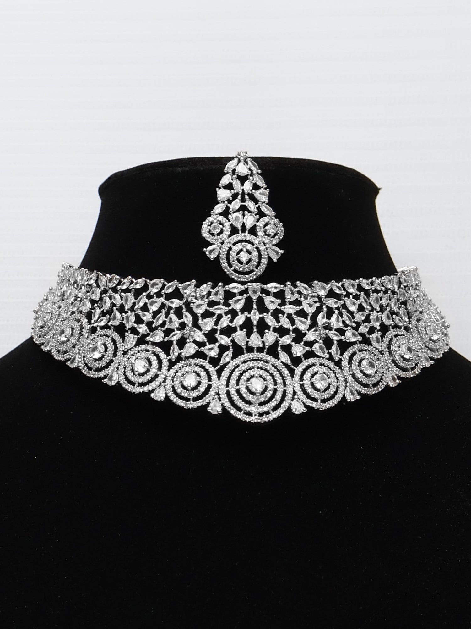 Silver Plated AD Necklace Set