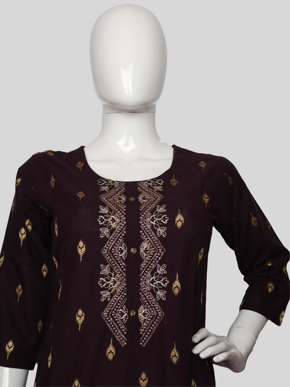 Cotton Kurti with Stunning Embroidered Neck