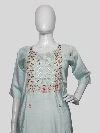 Cotton Kurti with Beautifully Embroidered Neckline