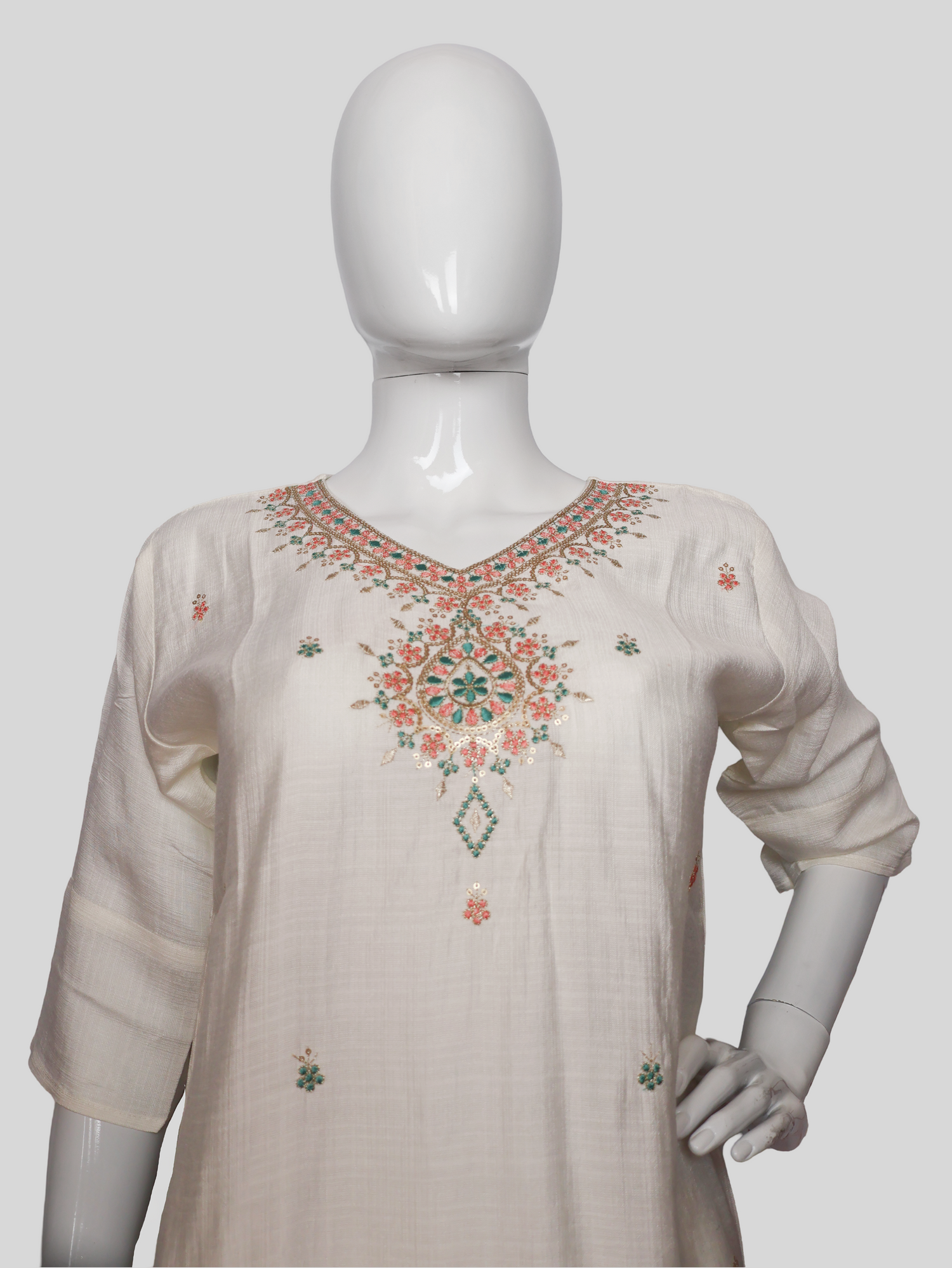 Cotton Kurti with Beautifully Embroidered Neckline