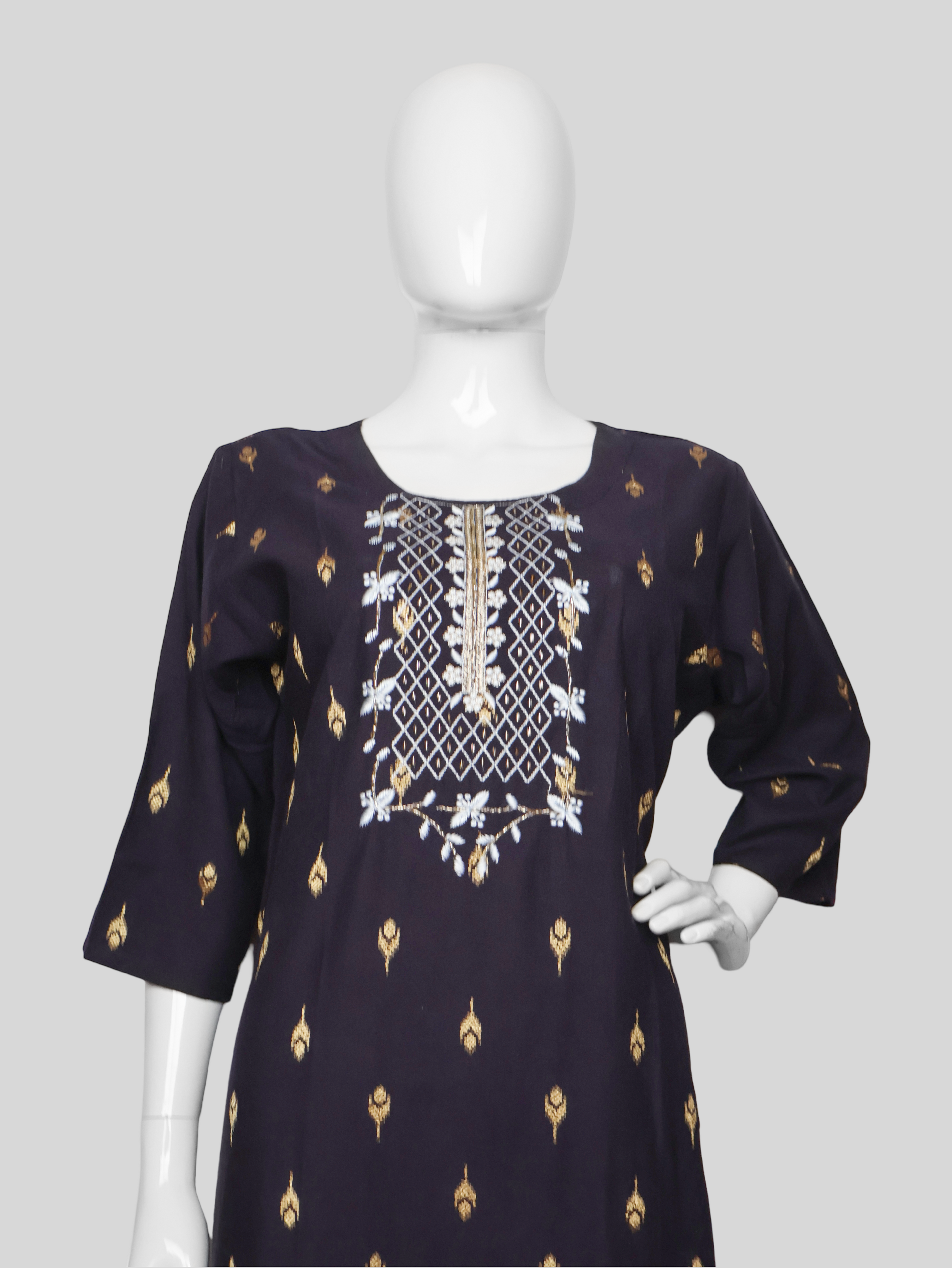 Cotton Kurti with Stunning Embroidered Neck