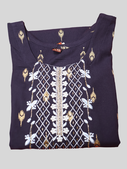 Cotton Kurti with Stunning Embroidered Neck