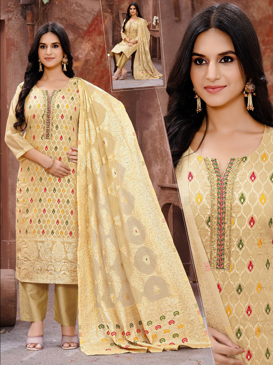 Woman Straight Suit Set with Pant-Dupatta