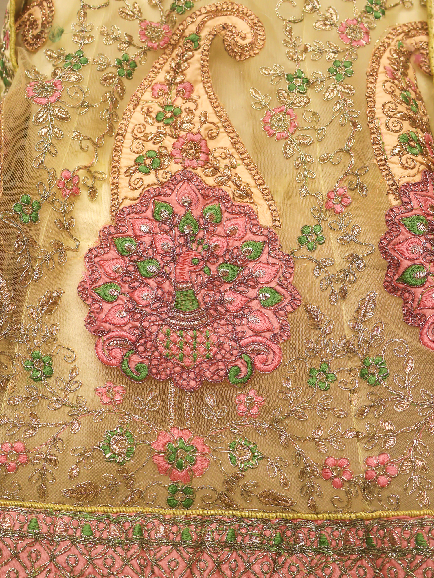 Semi-Stitched Lehenga with Soft Net Fabric &amp; Zari Thread Work by Shreekama