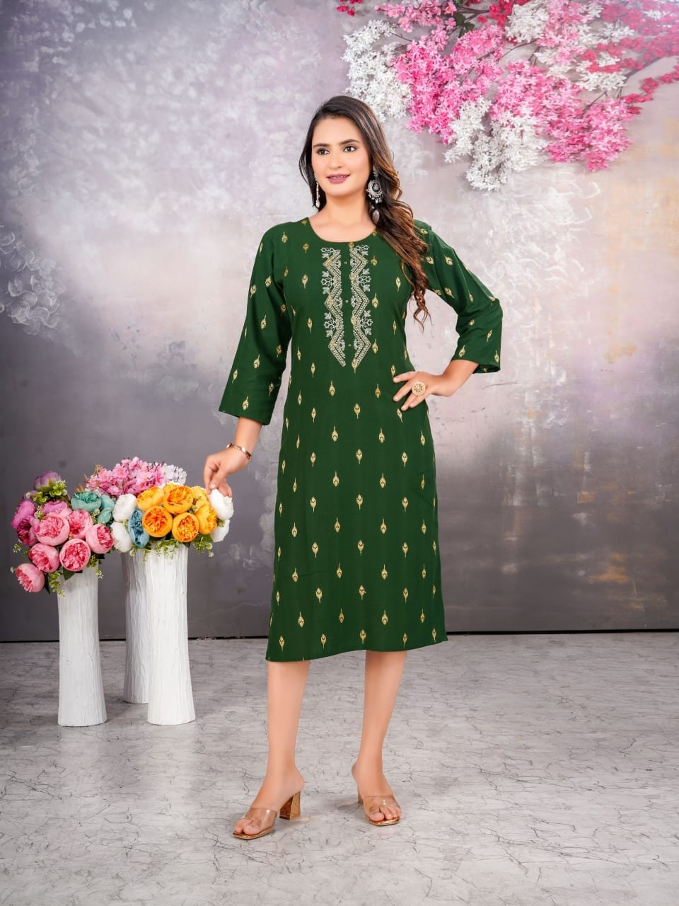 Cotton Kurti with Stunning Embroidered Neck